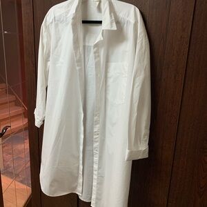 H&M Oversized Button Up White Cotton Shirt Dress Duster Oversized Long Size s